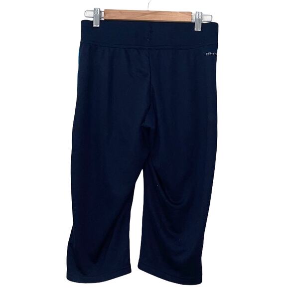 NEW Nike Dri Fit Wide Leg Capri Leggings - Navy w/ Teal Stripe - Size Small - Picture 3 of 5